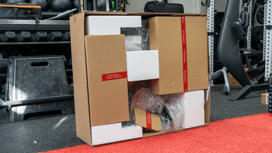 Opened box for Titan Seated Leg Curl/Extension