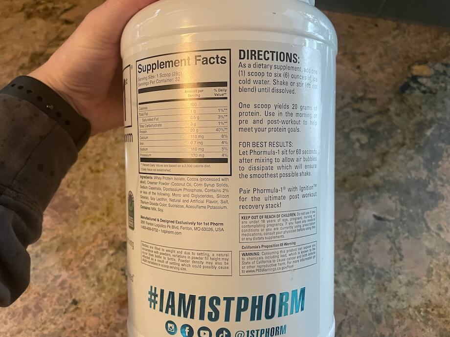 Phormula 1 Label